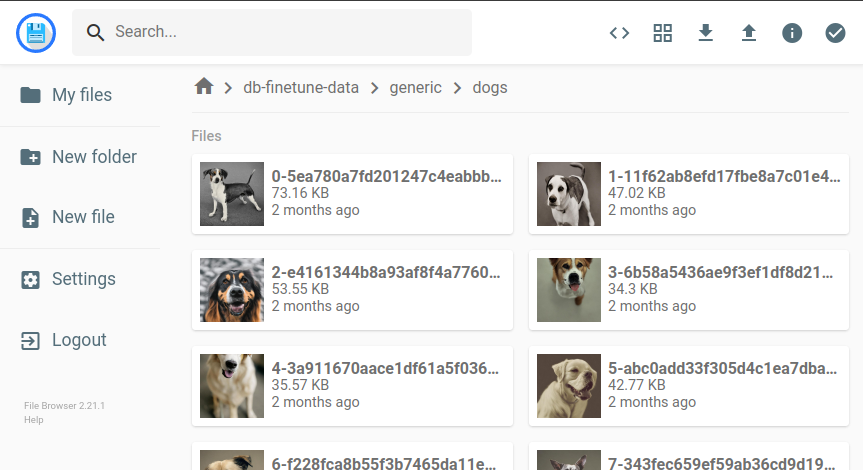 An example class images dataset of generic dogs